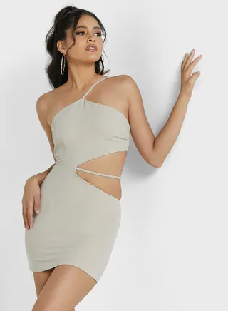 Cut Out Detail Asymmetric Dress