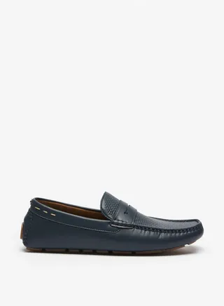 Men Textured Slip On Moccasins