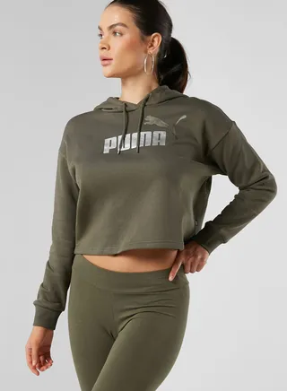 Essential Metallic Logo Cropped Hoodie