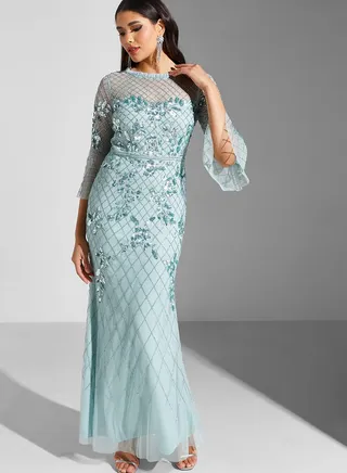 Embellished Mesh Dress