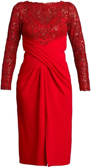Sequin Gathered Pencil Midi Dress