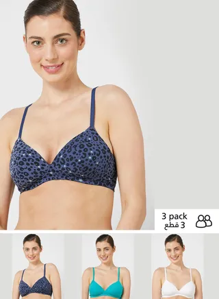 3 Pack Cotton Non Wired Full Cup T-Shirt Bra