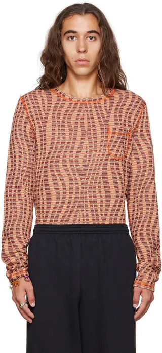 Anna Sui SSENSE Exclusive Orange Stripe Long Sleeve T-Shirt