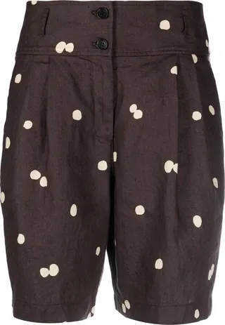 Polka-Dot Linen Shorts