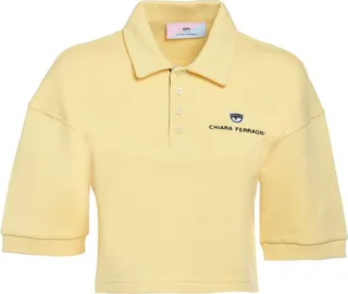 Short-sleeved Cropped Polo Shirt With Logo Detail