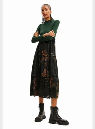 Graphic Ribbed Dress