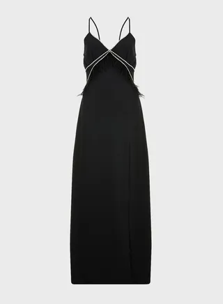 Mesh Detail Side Slit Dress