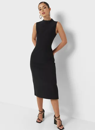 High Neck Knitted Dress