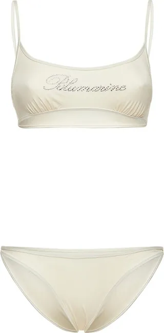 Embellished logo bikini set