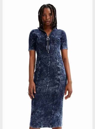 Printed Zip Detail Dress