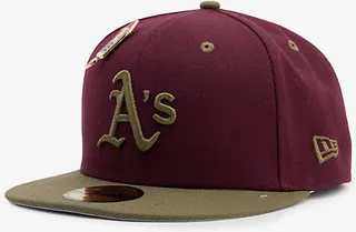 New Era Mens Burgundy 59fifty Oak Athletics Woven Baseball cap