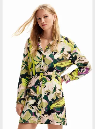 Floral Print Button Detail Dress