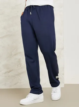 Patch Detail Joggers with Drawstring Closure