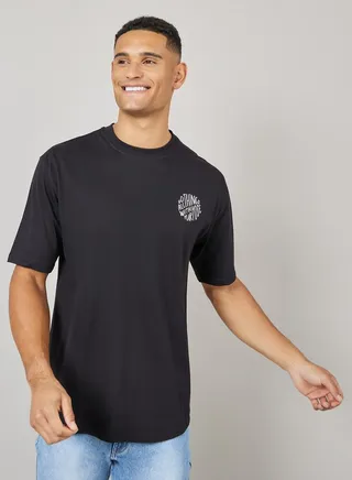 Oversized Cotton Rich Placement Print T-Shirt