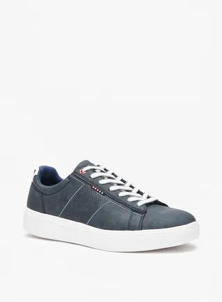 Men'S Textured Casual Sneakers With Lace-Up Closure