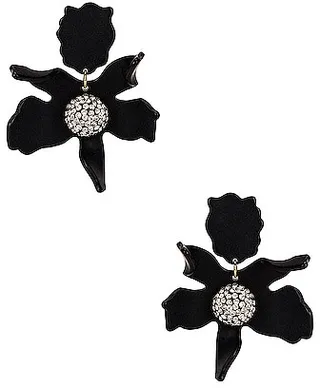 Lele Sadoughi Crystal Lily Earrings in Black