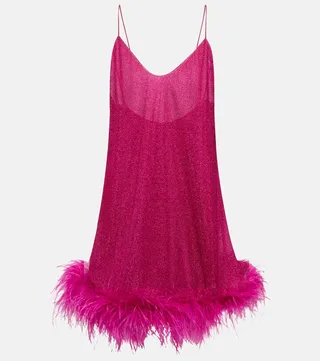 Plumage feather-trimmed minidress