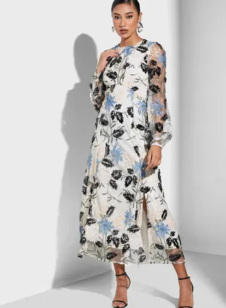 Front Slit Lace Detail Dress