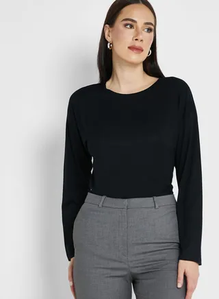Relaxed Long Sleeve Longline Top