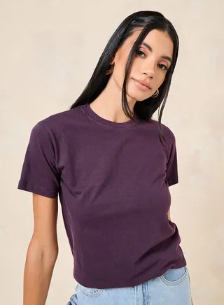 Round Neck Short rolled up Sleeve Slogan Regular Fit T-shirt