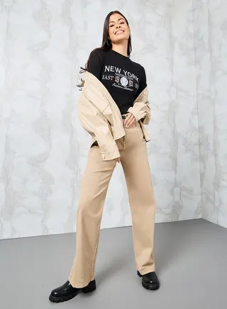 Fitted Embroidered Ribbed Crop T-Shirt