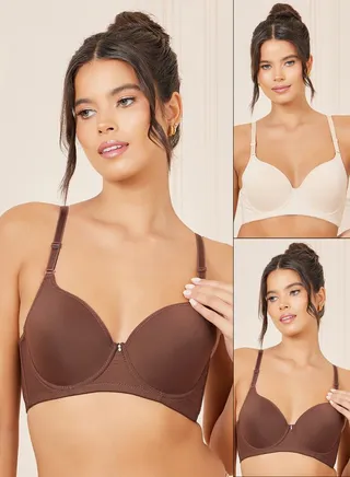 Pack of 2 - Padded Wired Solid T-Shirt Bra