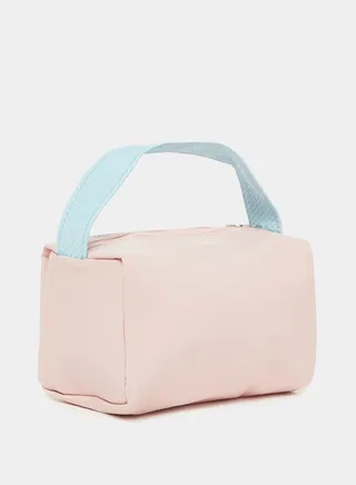 Contrast Texture Handle Strap Wash Bag