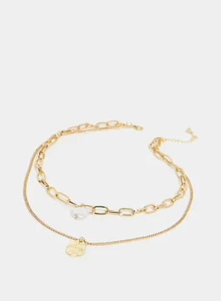 Drop Layered Necklace with Lobster Clasp Closure