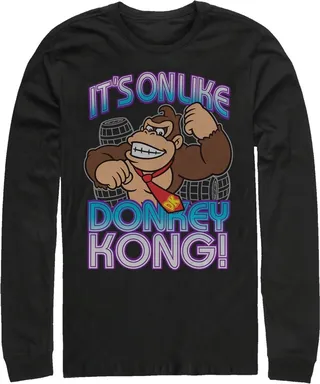 Men's Nintendo Donkey Kong It's On Long Sleeve Shirt - Black - Small