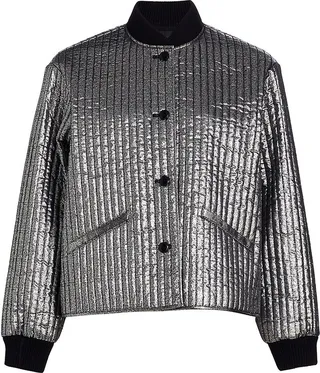Quilted Metallic Bomber Jacket