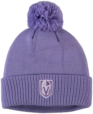 Men's Purple Vegas Golden Knights 2021 Hockey Fights Cancer Cuffed Knit Hat with Pom