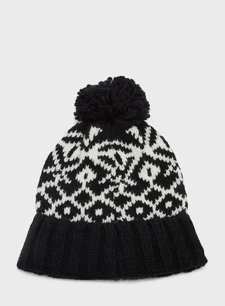 Knitted Fair Isle Pom Hat