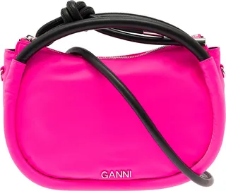 'knot Mini' Fuchsia Shoulder Bag With Logo And Knot Detail In Recycled Fabric And Leather Woman