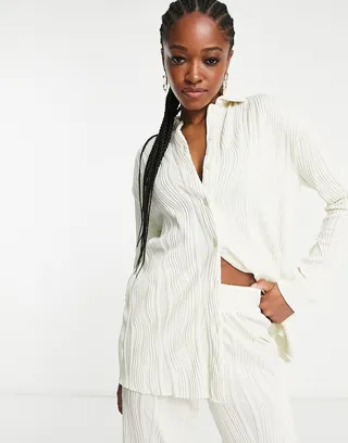 4th & Reckless plisse shirt in white - part of a set