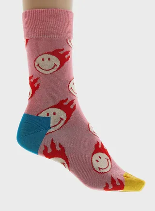 Flaming Smiley Socks