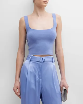 Square-Neck Rib Crop Tank Top