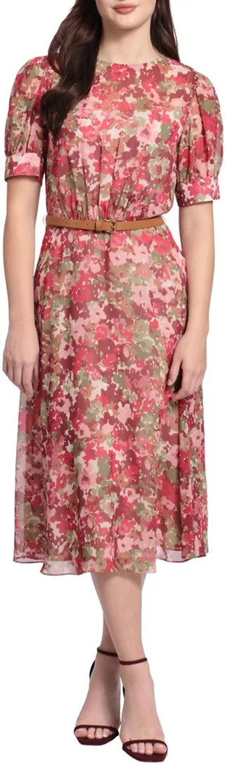 Floral Chiffon Midi Dress