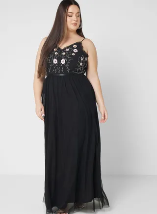 Embroidered Detail A-Line Dress