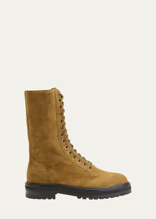Cora Suede Combat Boots