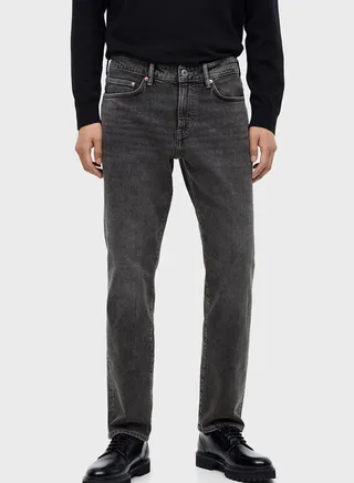 Mid Wash Straight Fit Jeans