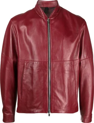 Zip-Fastening Leather Jacket