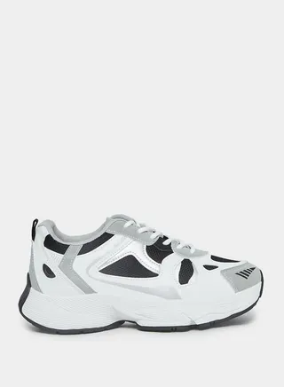 Contrast Panel Mesh Chunky Sneakers