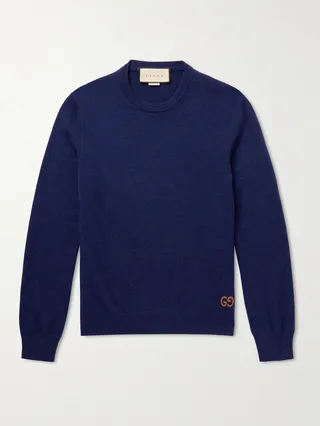 Logo-embroidered cashmere sweater