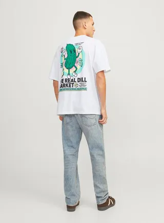 Front and Back Print Crew Neck Relaxed Fit T-shirt