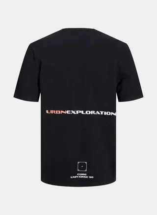 Urbn Exploration Back & Front Print Crew Neck T-Shirt with Short Sleeves
