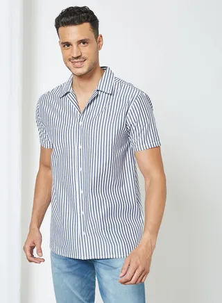 Short Sleeve Stripe Print Shirt
