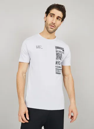 Front Barcode Graphic Regular Fit T-Shirt