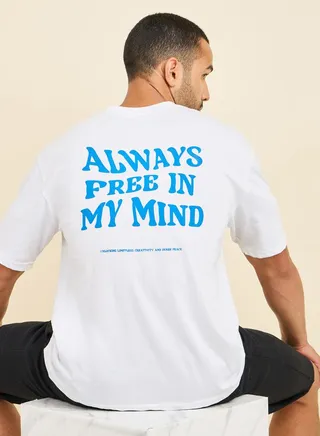 Cotton Rich Front and Back Graphic Print Oversized T-shirt