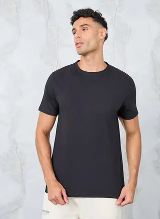 Raw Edge Crew Neck Regular Fit T-Shirt