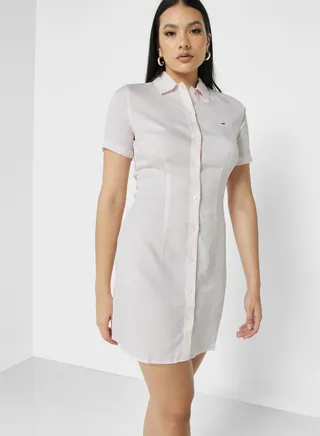 Button Detail Shirt Dress